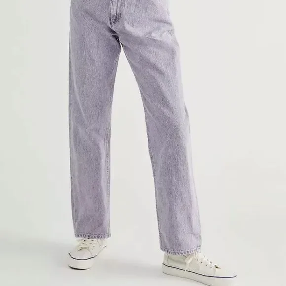 Free People AGOLDE Reyna Jumpsuit Coveralls 1 Pc Lilac Ashberry Denim - Picture 7 of 7